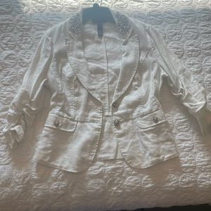 INC white linen jacket NWT